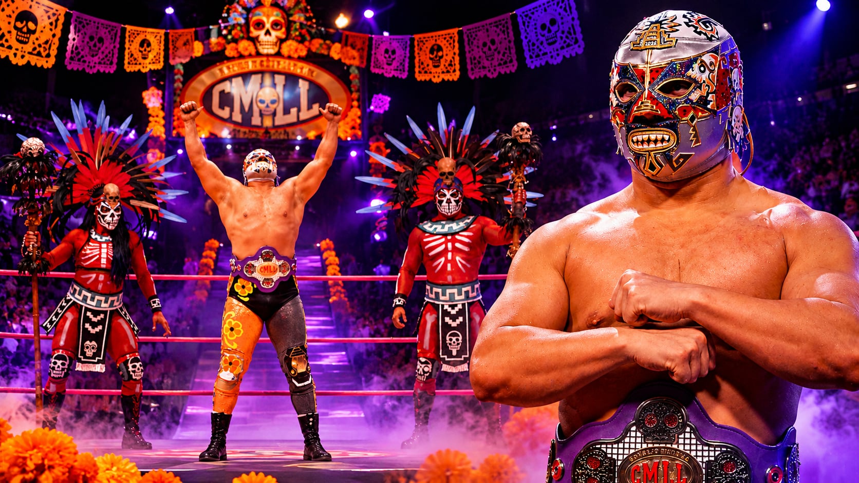 Xelhua conquista el título del Rey del Inframundo 2026 en la celebración del Día de Muertos en la Arena México