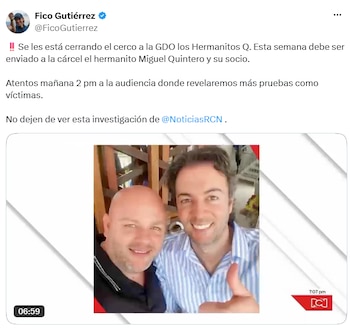 El alcalde anunció nuevas pruebas para la audiencia relacionada con el proceso contra Miguel Quintero. - crédito @FicoGutierrez/X