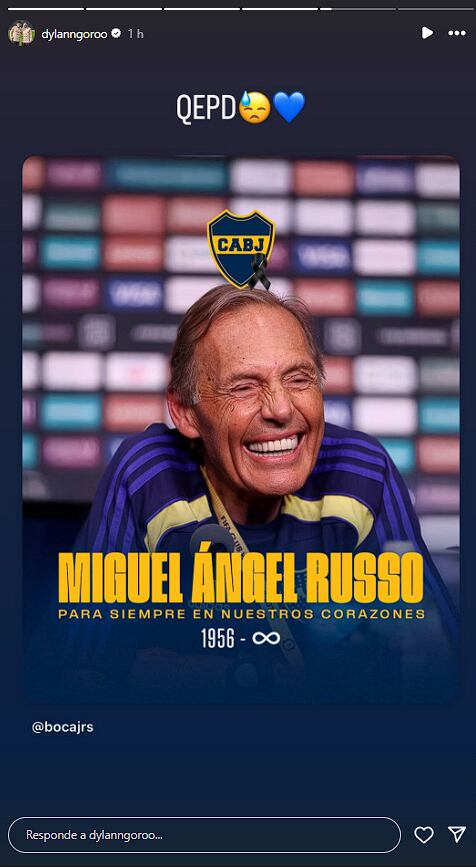 Dylan Gorosito también lamentó la muerte de Russo en medio de su participación en el Mundial Sub 20