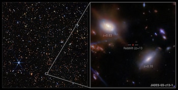 La galaxia JADES-GS-z13-0 se reconoce