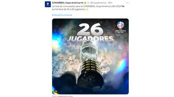 Conmebol confirmó el nuevo número de jugadores permitidos en la lista de convocados para la Copa América. Ahora, serán 26 en total.