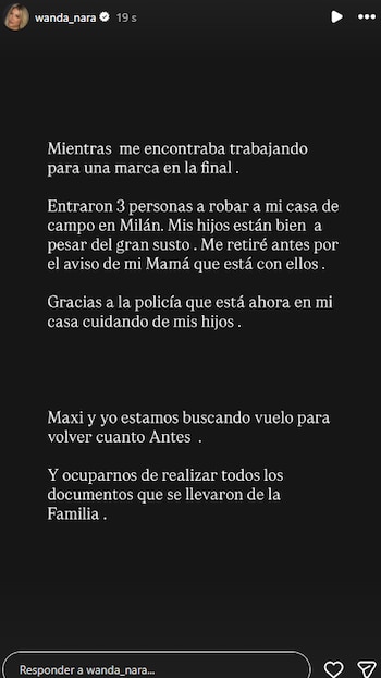 La historia que publicó Wanda Nara