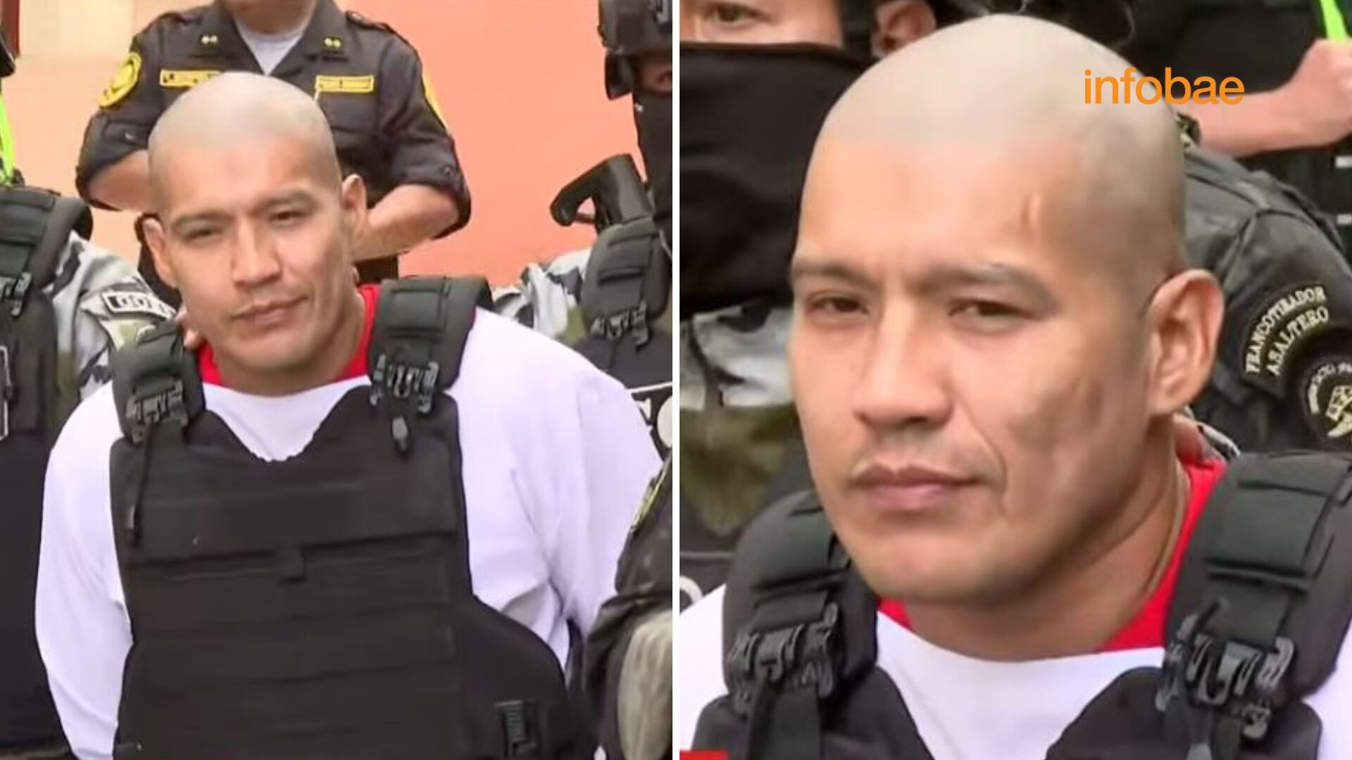 Erick Moreno Hernández, líder de ‘Los Injertos del Cono Norte’, luce rapado y vestido con un overol blanco tras su ingreso a la Base Naval del Callao, siguiendo el nuevo protocolo de máxima seguridad inspirado en el modelo penitenciario de El Salvador.