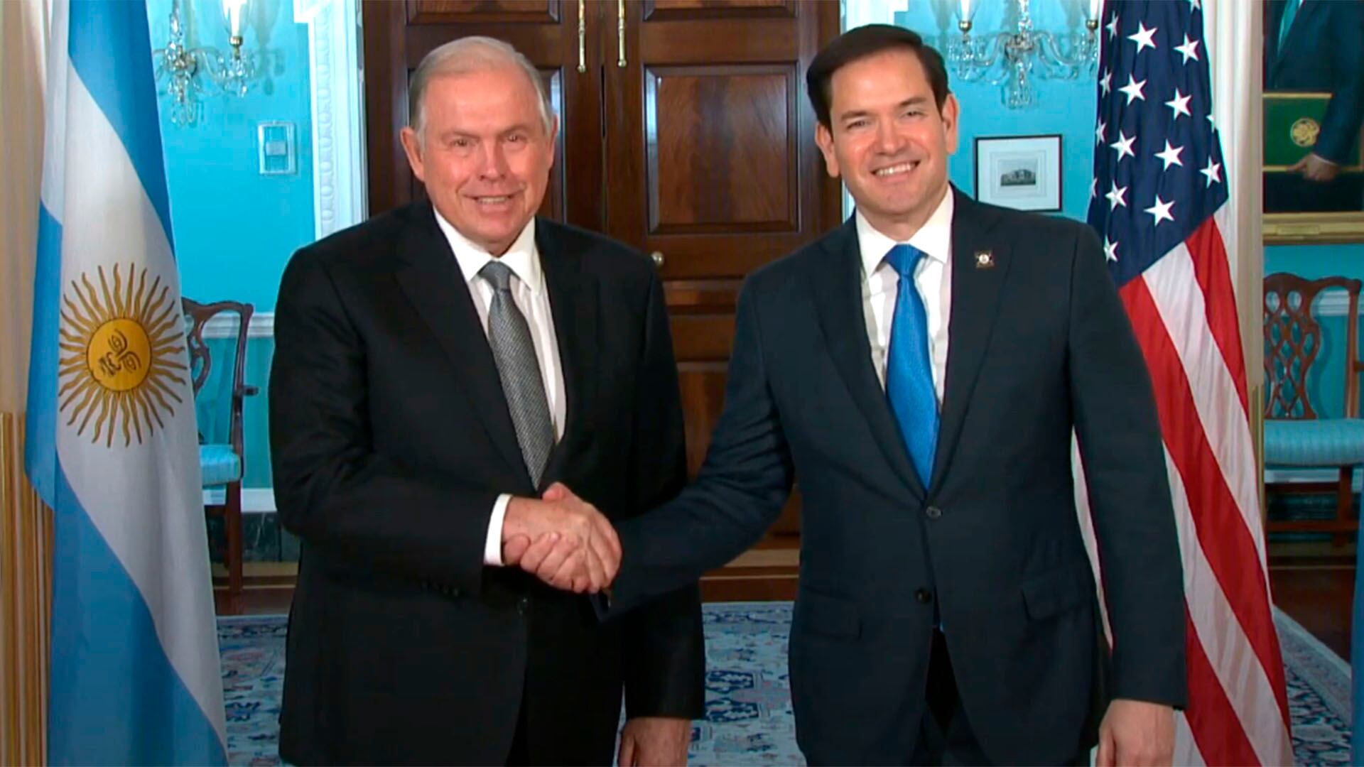 El ministro Gerardo Werthein y el secretario de Estado, Marco Rubio