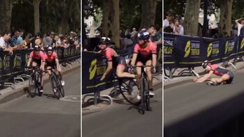 Una competidora empujó a su