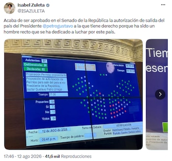 Isabel Zuleta respaldó permiso a Gustavo Petro y rechazó críticas de la oposición - crédito @ISAZULETA/X