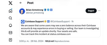 Problemas en Coinbase