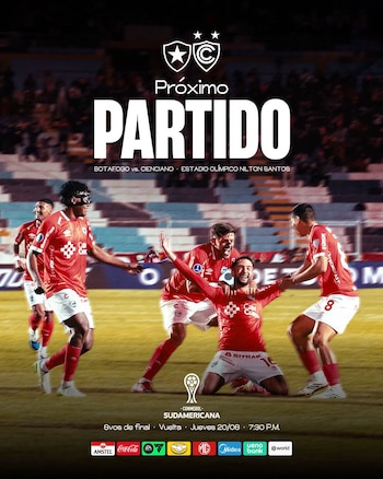 Anuncio del Cienciano vs Botafogo en Brasil por Copa Sudamericana 2026. - créditos: Cienciano