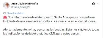 Juan David Piedrahita , alcalde de Cartago, se pronunció tras el incidente - crédito @Juan_David_PL/X
