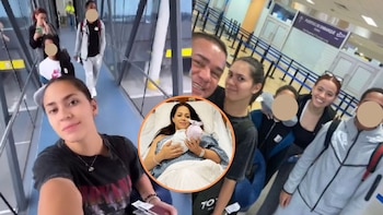 Hijos de Melissa Klug viajaron para conocer a su nueva hermana.