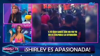 ¿Chape o simple baile? Shirley Arica aclara imágenes con Ivo Ezeta y habla de Pablo Heredia. Captura: Magaly TV La Firme