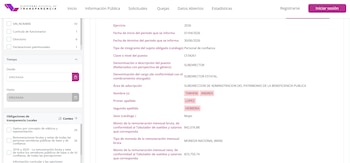 Terheni Andrea, sobrina de AMLO, percibe un sueldo de 33 mil 750 pesos. (Portal de Transparencia)