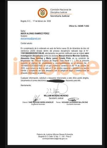 La notificación de apertura se