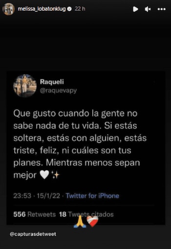 Mensaje de Melissa Lobatón en