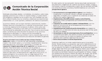 La corporación se comprometió a