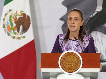La presidenta Claudia Sheinbaum durante 'La Mañanera' de este miércoles. (Crédito: captura de pantalla, Gobierno de México)