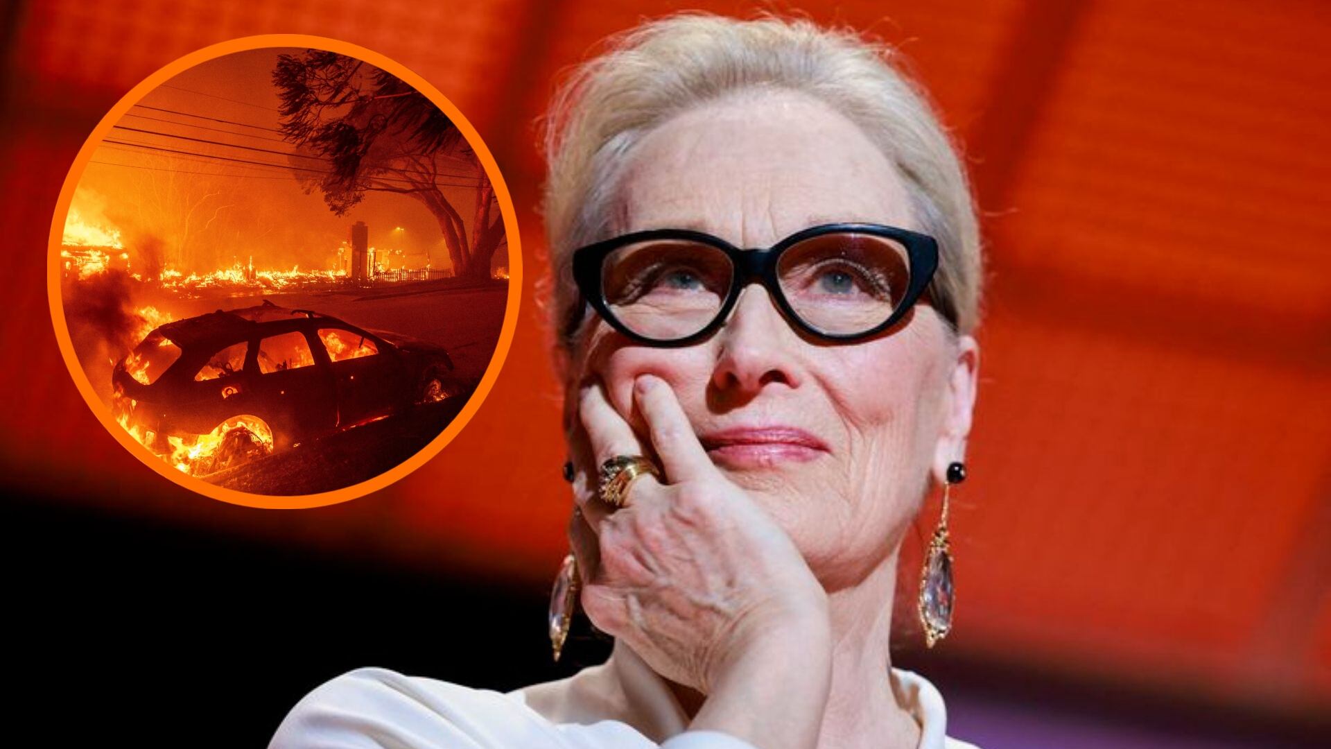Meryl Streep casi queda atrapada en su casa de Los Angeles durante los incendios forestales.
(Créditos: REUTERS/Yara Nardi. AP foto/Ethan Swope)