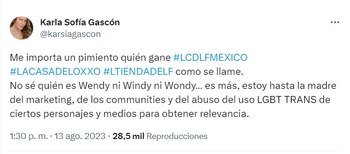 Mensaje de Karla Sofía Gascón