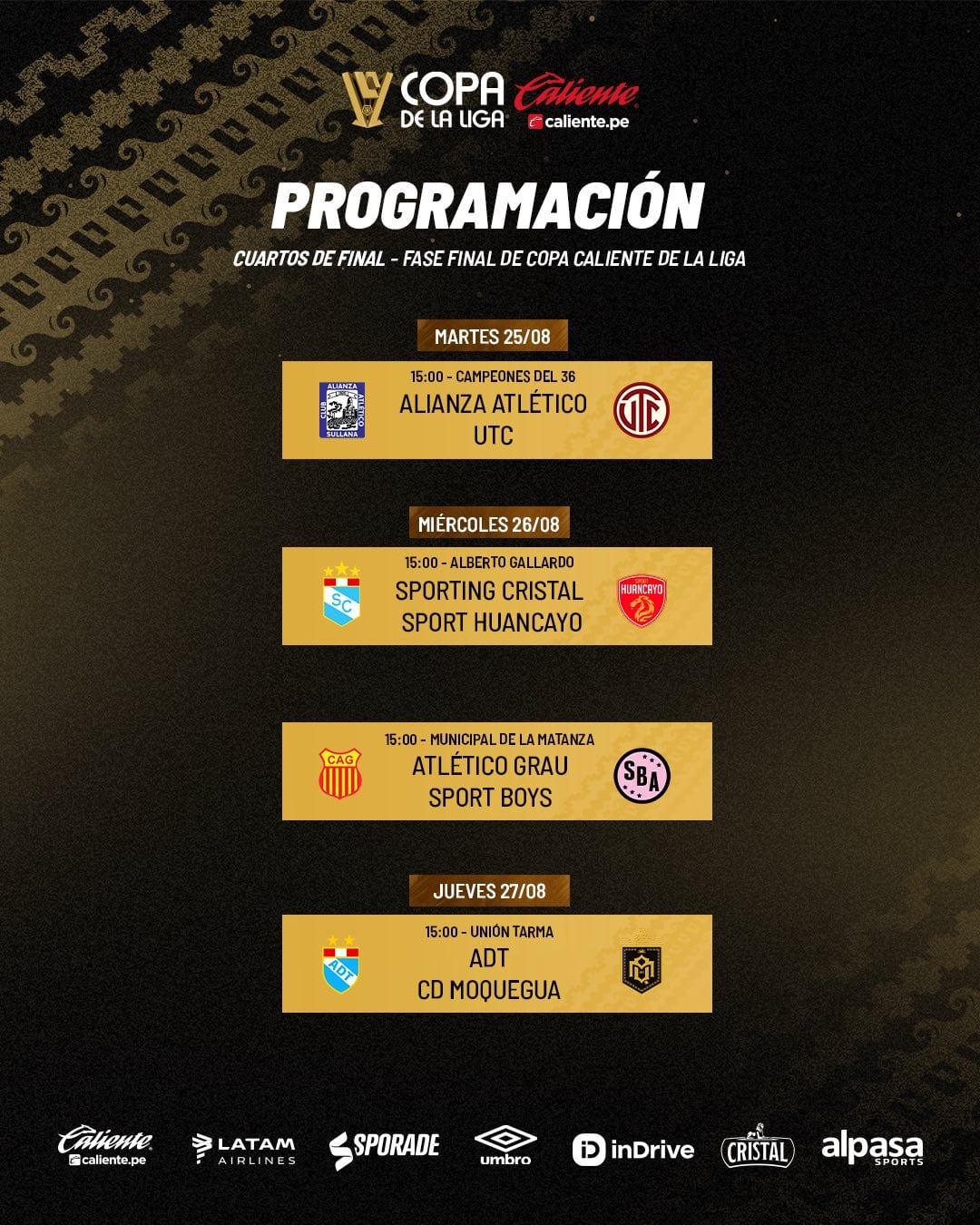 Programación de cuartos de final de la Copa de la Liga 2026.