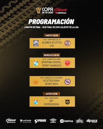 Programación de cuartos de final de la Copa de la Liga 2026.