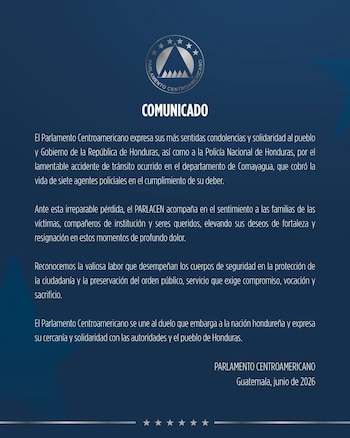 El Parlacen se solidariza con Honduras tras muerte de siete policías. (FOTO: Parlamento Centroamericano)