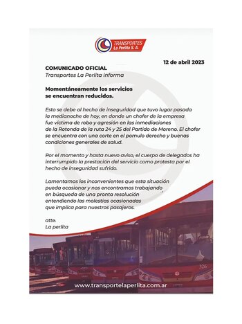 El comunicado de la empresa