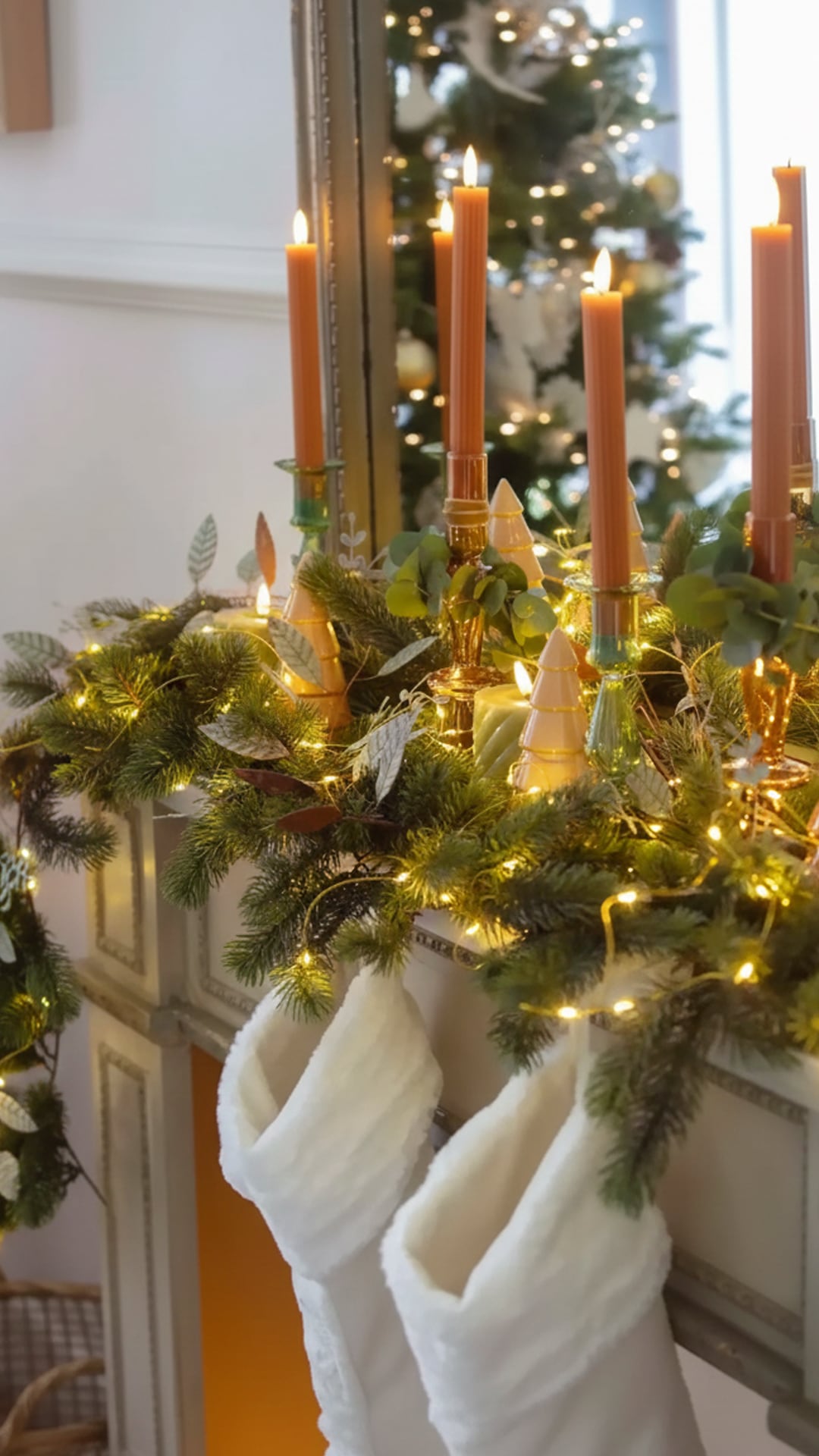 Guirnaldas de eucalipto fresco logran un adorno navideño elegante y fresco