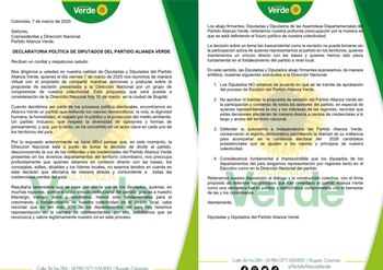 Una carta suscrita por más