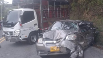 El choque ocurrió en el kilómetro 49+200 de la ruta 2509, en el sector de La Salada Alta dentro de la jurisdicción de Caldas - crédito Redes sociales/X