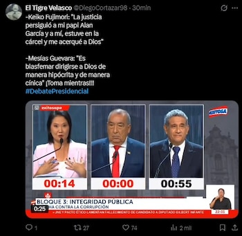 Debate 2026: usuarios convierten cruces entre candidatos en memes durante la tercera jornada en redes. Captura: X.