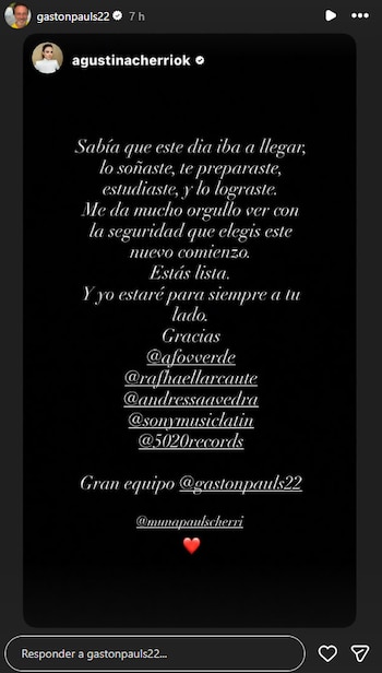 Agustina Cherri también felicitó a su hija