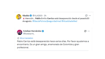 Las personas que tengan información sobre Carrizo pueden comunicarse al número 305 404 5379 - crédito @EstebanH_/X