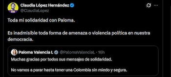 Claudia López - crédito @ClaudiaLopez/X
