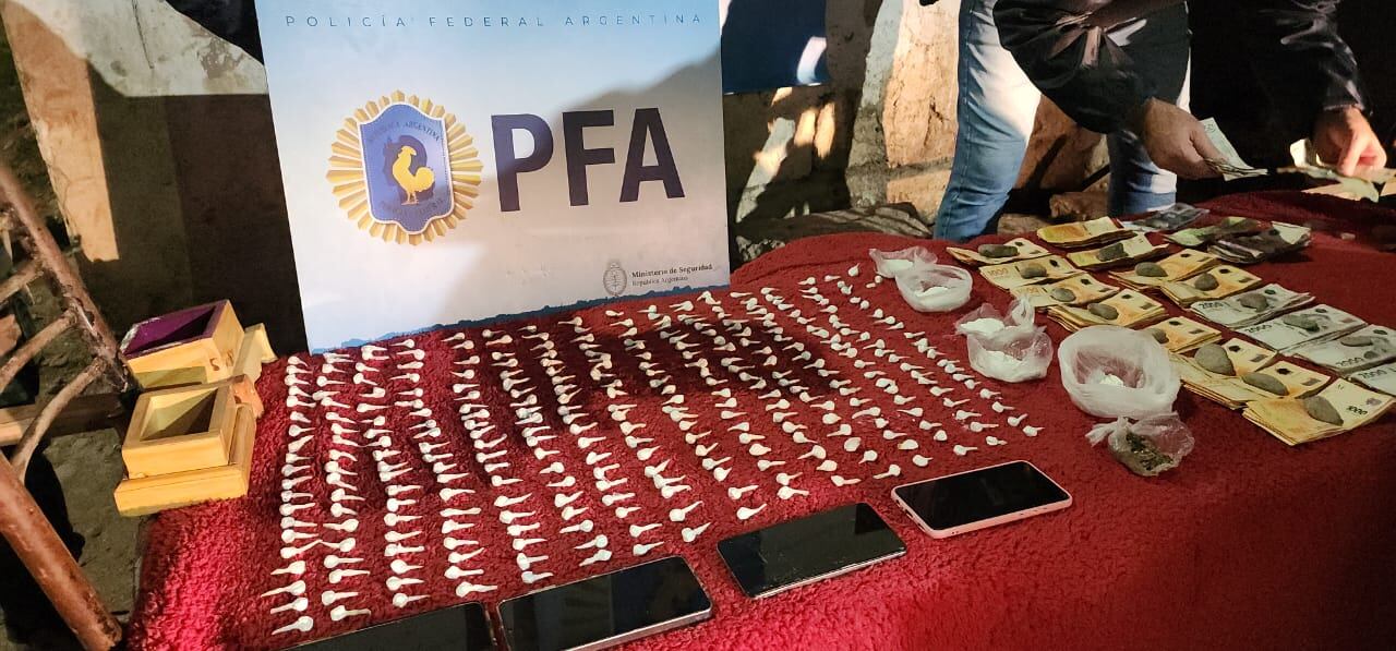 Una mujer quedó detenida por la venta de estupefacientes en una vivienda de San Juan (Foto: PFA)