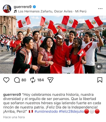 Paolo Guerrero se pronunció por 28 de julio en su cuenta de Instagram.