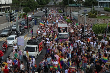 marcha con motivo del Día del Orgullo LGTBI este sábado, en Ciudad de Guatemala