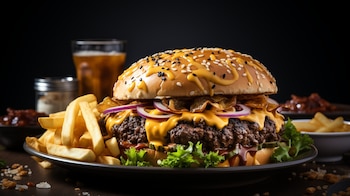 La hamburguesa tiene una larga