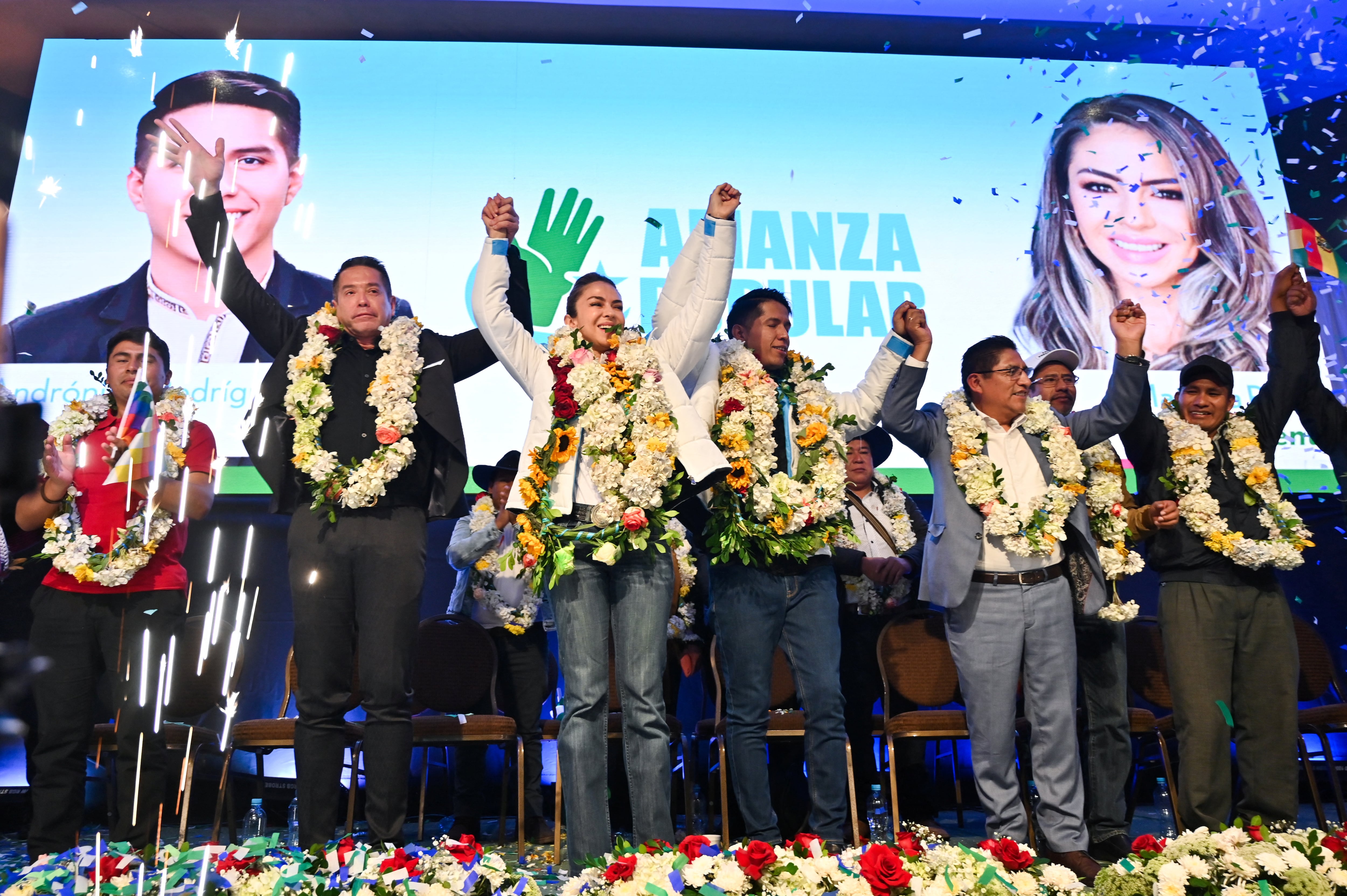 Andrónico Rodríguez presentó el lunes la fórmula de Alianza Popular junto a Mariana Prado como candidata a vicepresidenta (REUTERS/Claudia Morales)