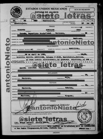 El acta de defunción reveló
