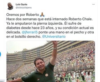 Publicación en Twitter del periodista,