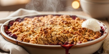 La avena arrollada aporta fibra y mejora el valor nutricional del crumble, consolidándose como un ingrediente esencial en la receta tradicional (Imagen Ilustrativa Infobae)