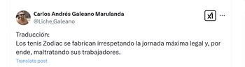El director Territorial del Ministerio del Trabajo en el Urabá, Carlos Andrés Galeano Marulanda, respaldó sanción de la cartera a zapatos Zodiac - crédito @Liche_Galeano/X