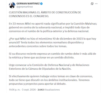 Germán Martínez, diputado de Unión por la Patria