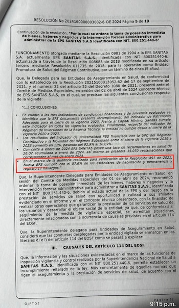 Resolución Sanitas