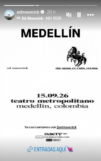 El cantautor, luego de Cordillera, tiene agendada una presentación en el Teatro Metropolitano de Medellín, el 15 de septiembre - crédito @edmaverick/Instagram