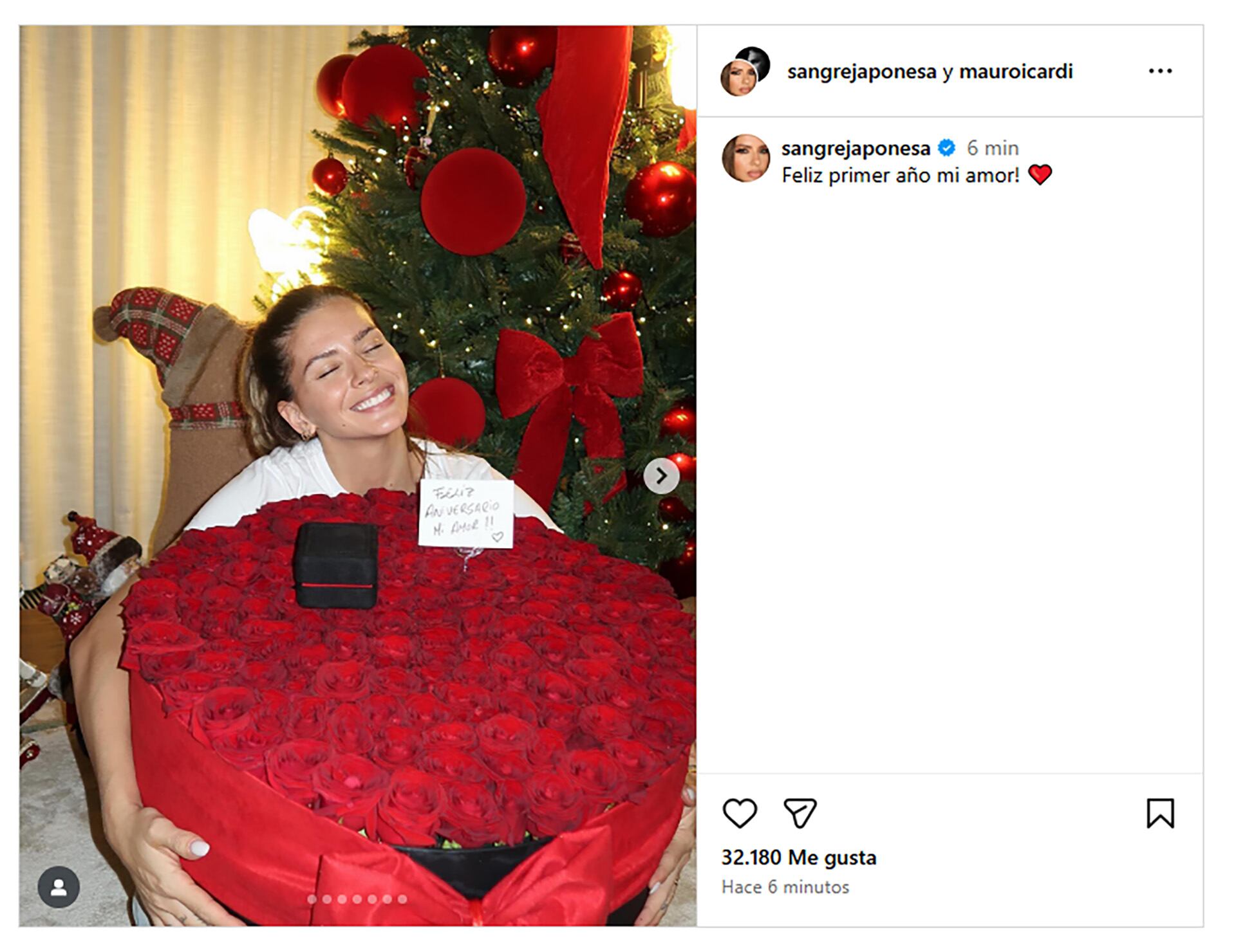 El posteo de la China Suárez y Mauro Icardi con los comentarios cerrados (Instagram)