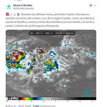 El Ideam reportó un descenso de temperaturas al inicio del fin de semana en varias regiones de Colombia - crédito Ideam/X