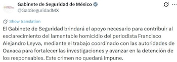 Comunicado del Gobierno Federal.