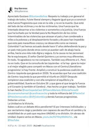 Con este extenso mensaje, el