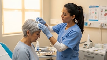 Una mujer deja atrás la